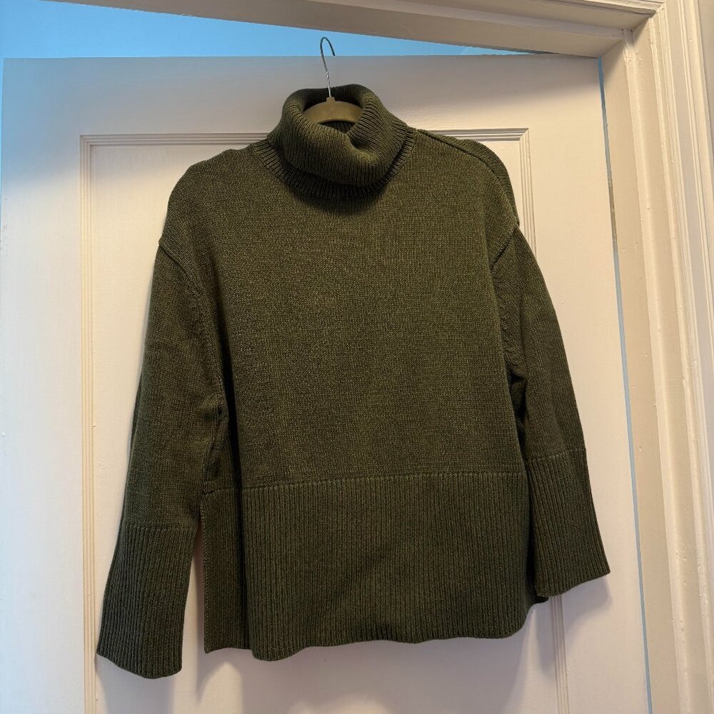 Forrest Green Split Hem Turtleneck Sweater